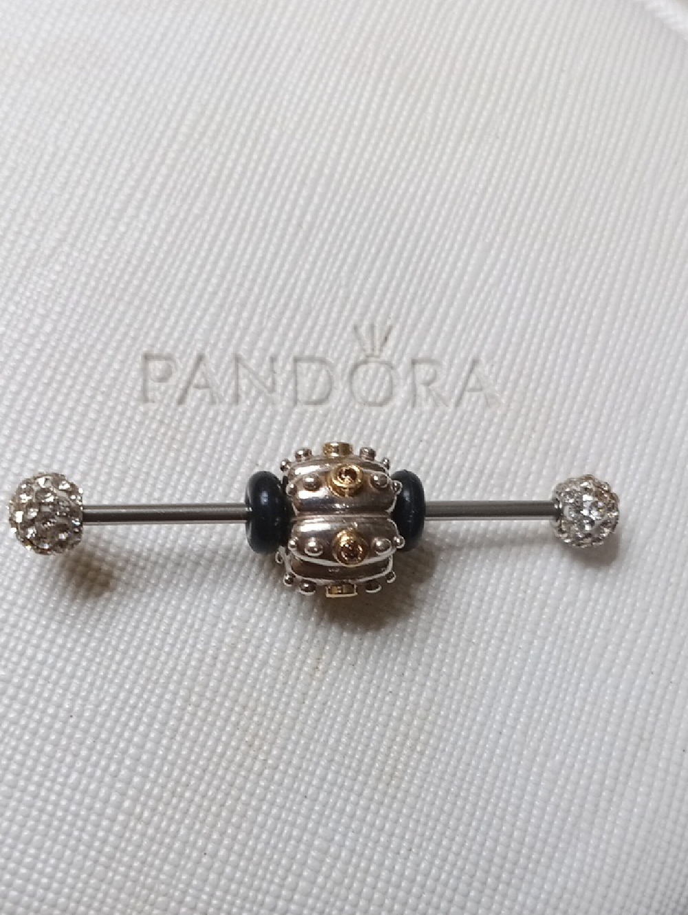 Pandora Clip 14k/Oxidized Silver Brown CZ Fusion Vintage (2 Listed Separately)